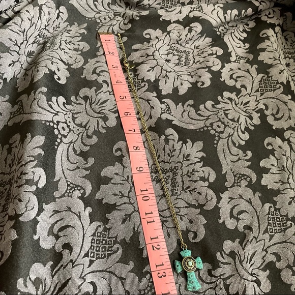 Turquoise Color Cross Necklace - Picture 5 of 6